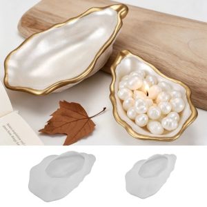 JIMEIXIAN01 Silicone Oyster Shell Mold Cement Compatible Handmade Jewelry Storage Tray Mold Luxury Irregular Shape Resin Crafts Making Molds Home Decor