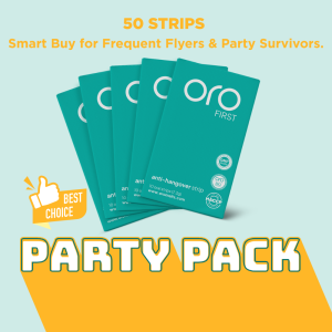 ORO FIRST Anti Hangover Strips: Party Pack (50 Servings) | Hangover Relief | KKM Approved