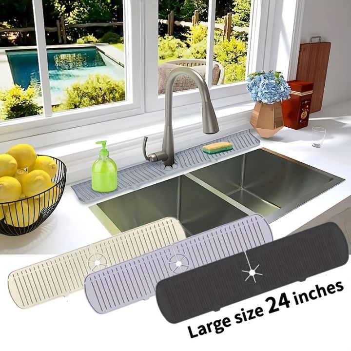 1pc, Silicone Drain Mat, Kitchen Faucet Sink Splash Guard