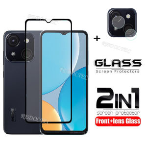 Itel A50C 2 in 1 Screen Protector+ Protector Full Cover Full Glue Itel A50 C A50C Tempered Glass Film Protection With Camera Flim Protection