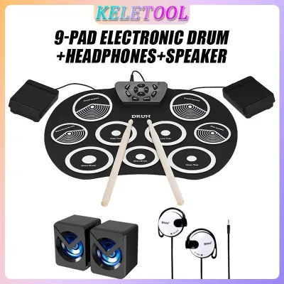Electronic Drum Set USB Roll up Silicone Drum Pad Digital Foldable Electric Portable Compact Set