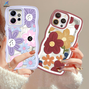 (Lokal Ready) Xinyu Casing hp Xiaomi Poco M3 Pro Poco M3 Poco X3 NFC Poco X3 Pro Minyak Lukisan Macoron Ungu Bunga Merah Bunga Tepi Bergelombang TPU Soft Bening Case