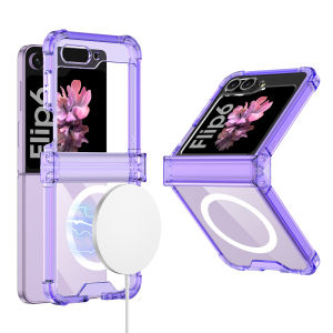 เคส Magsafe โปร่งใสหรูหราสำหรับ Samsung Galaxy Z Flip 6 5 Flip6 ZFlip5เคสชาร์จไร้สายบางเฉียบสำหรับ Samsung ฝาครอบ ZFlip6สำหรับ Samsung Galaxy Z พลิก6เคสโปร่งใส Z พลิก6 5 4 3ชิ้นเคส TPU ด้านหลังอะคริลิคสำหรับเคส ZFlip6 Galaxy