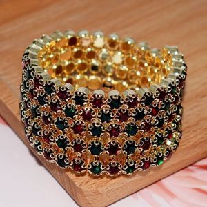 OUREAL Fashion Bridal Jewelry Crystal Rhinestones Wedding Bangles Hand Wrist Bracel Crystal Bracelets Five Rows Bangles