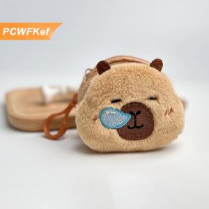 【PCWFKef】 Dễ thương phim hoạt hình sáng tạo capybara sang trọng đồng xu Ví Dây Kéo Ví Keychain tai nghe nhỏ Son môi túi mini ví tiền Túi Quà Tặng