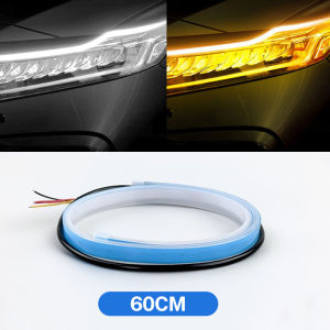 2Pcs(1 Pair) Car LED Light Strip 30-60CM Dual-Mode Lighting - Adhesive Car Turn Signal Strip Stylish & Cool Car Signal Light Strip Modifications Jalur Lampu LED Kereta