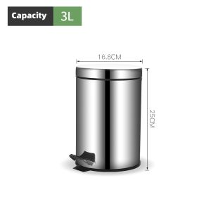 Stainless steel pedal trash can with lid and plastic bucket trash can