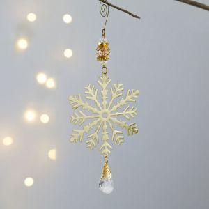 MISSLADY Three-dimensional 3D Christmas Snowflakes Pendant Glitter Iron Christmas Tree Hanging Ornaments Christmas Home Decorations Reusable Xmas Tree Hanging Decoration New Year