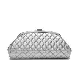 HOPE ROZA Women Leather Clutch Purse Genuine Luxury Red Clutch with Quilted Design and Chain Strap