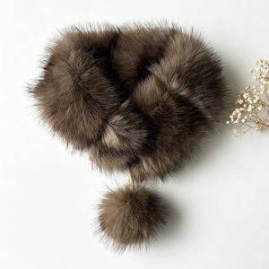 COUPLECOL Double Sided ic Fur Scarf Windproof Thick Fluffy Collar Wrap Warm Fleece Snood Skin Friendly Winter Pom Scarf Daily Commute