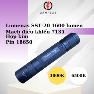 Đèn pin siêu sáng Mantaray S10 led SST 20 đèn bin cầm tay mini công tắc đuôi bằng hợp kim nhôm chống nước 1600 lumen
