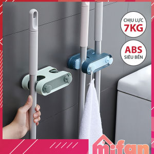 Móc Dán Tường Treo Chổi  Kẹp Giữ Cây Lau Nhà Đa Năng Cao Cấp MIFAN - 4 Đầu - Chịu Lực 7KG - Nhựa ABS