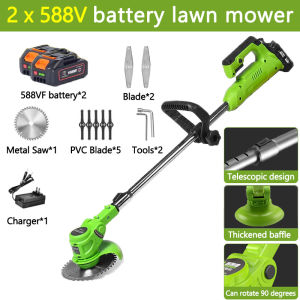 558V/998V Rechargeable Battery-Powered Cordless Electric Grass Cutter High-Power Wireless Lawn Mower and Multifunctional Garden Grass Trimmer for Yard Gardening