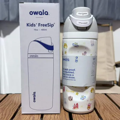 Owala 16oz FreeSip Fruit Cup for Kids 304 Stainless Steel Portable Sports Water Bottles Thermos Built-in Straw for Cold/ Hot Drink