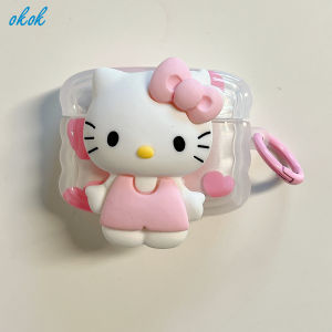 Okok Ốp AirPods Hello Kitty lập thể cho AirPods 1 2 3 Pro inpods I7 i12 Pro Phụ kiện tai nghe bluetooth không dây ốp cho tai nghe airpods hộp sạc Vỏ bảo vệ có mặt dây chuyền