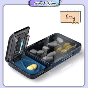 [LBH] Portable Travel Medicine Pill Compartment Box Case Storage Medicine Splitter with Cutter Blade 切药器药盒 Kotak ubat - TV03