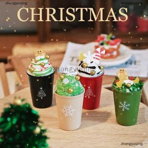 [COD] zhangyuqing 1 12 Dollhouse Christmas Latte Coffee Drink Cup Model Christmas Dollhouse Miniature Coffee Shop Decor Ornament Micro Photo Props