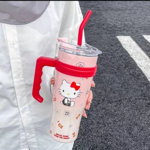 Bình Nước Giữ Nhiệt Dung Tích Lớn Có Ống Hút Tiện Lợi (túi đựng ly và cọ rủa)