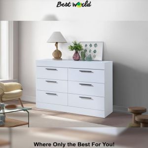 Best MARCELL Secret Storage 6 Drawers Chest Cabinet (White) - DR 8002