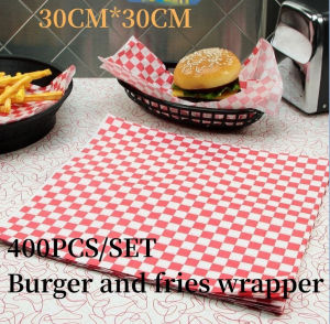 500Pcs/set 30*30CM Black/Red Checkered Deli Basket Liner Food Wrap Paper Baking Oil Grease Paper
