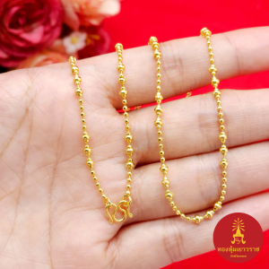 สร้อยคอทอง ลายไข่ปลาจิ๋วคั่น 3 เม็ด ความยาว 1618 นิ้ว ทองชุบ ดีไซน์น่ารัก ดูดี สร้อยแฟชั่น พร้อมส่ง