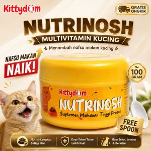 KITTYDOM Nutrinosh 100gr Vitamin Kucing Penambah Nafsu Makan BB Booster Penggemuk Pelebat Bulu Suplemen Nutrisi Kitten Adult Cat High Protein Cat Vitamin Kucing Kitten Anabul