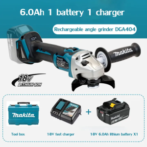 【100% original】Makita_DGA404 Cordless Angle Grinder 18V Brushless Motor 125mm 3300rpm Multifunctional Grinding Cutting Machine Power Tools