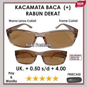 NEW PRODUCT - Kacamata Baca Plus Frame Coklat  Lensa Coklat Anti silau Matahari Full Rabun Dekat Cocok Untuk Pria Wanita Dewasa Ready Ukuran +0.50 sampai +4.00