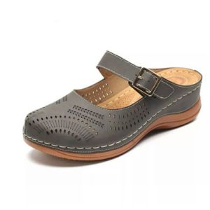 [Free Shipping] New Summer Large Size Wedge Heel Vintage Frosted Hollow Breathable Womens Sandals