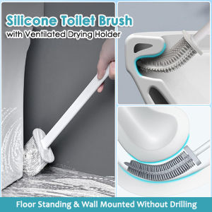 🇸🇬 Silicone Toilet Brush with Ventilated Drying Holder / Flexible Toilet Bowl Brush / Bathroom Cleaning Bowl Brush