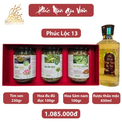 Set quà tết năm 2026 - Phúc Mãn Gia Viên từ thảo mộc thiên nhiên - Dalat Cordyceps - Hộp đẳng cấp