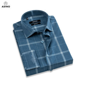 [Nhập LazXuHuong1- giảm 20k đơn 149k|Áo sơ mi kẻ nam màu xám tím ADINO vải sợi tre Bamboo mềm mịn mát dáng slimfit công sở trẻ trung S275