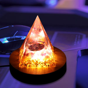 Crystal Energy Orgone Pyramid Mold Wealth Prosperity Peridot Healing Gem Optional luminous base