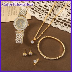 Colorfulswallow 5 6 Mảnh Rose Chain Set Thời Trang Tinh Tế Tính Khí Phụ Kiện Vòng Tay Dây Chuyền Nhẫn Bông Tai Phù Hợp Các Bên