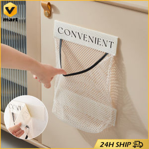 Kitchen Hanging Mesh Bag Fruit Vegetable Storage Bag Reusable Wall Hanging Organizer Garlic Onion Potatoes Storage Net Bag Sundries Bag Storage Wall Mount Mesh Plastic Bags Dispenser Hanging Reused Storage Pouch Trash Bags Kitchen Garbage