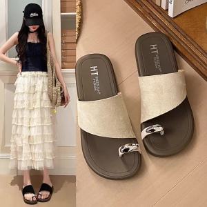 [Free Shipping] 2026 Summer High-End WomenS Sandals For Outdoor Wear New Soft Flat Slip-On Vacation Flip-Flops