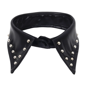 Breathable Punk Style PU Leather Faux Collar With Reinforced Metal Beading Studs Neckpiece For Rock Music Festivals