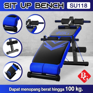 BG SPORT Sit Up Bench Alat Olahraga Fitness Exercises Multifungsi SU-118 Blue