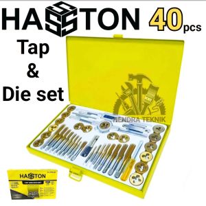 ORIGINAL HASSTON HAND TAP SET KOTAK BESI SNEI SET BOX BESI TAP & DIE SET 40PCS KOPER ALAT BUAT DRAT LUAR DALAM SET