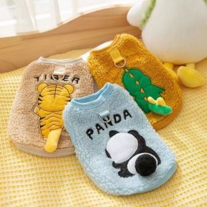 CRUSHES Soft Cat Sweater Plush Cartoon Dog Jacket Creative Windproof Teddy Bichon Vest for Puppy Cats