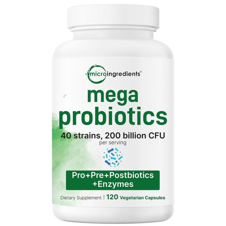 Micropro Supplement Micro Ingredients Mega Probiotics 200 Billion CFU, 120 Veggie Capsules ...