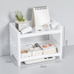 [Same Day Ship] Ins Double-layer Folding Storage Rack for Cosmetics Jewelry Simple Household Desktop Organizer Bathroom Rack