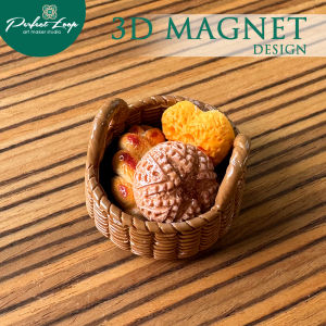 3D Magnet Handmade Unique Bakery Cafe Coffee & Pastry in Tray Design Fridge Magnet (Limited Edition)