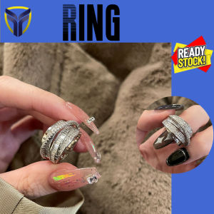 【Franco Fashion】Men Women Custom Silver Zircon Versatile Retro Personality WomenS Index Finger Light Luxury Adjustable Ring