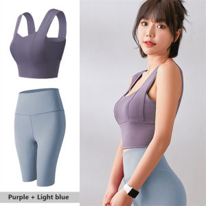 SUPERFLOWER 2in1 Yoga Set Gym Women Fitness Suits Workout Clothes Bras High Waist Elastic Shorts Running Outfits