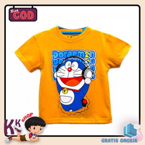 Baju Anak Laki Laki / Kaos Anak Doraemon Phone Orange 1 - 10 Tahun