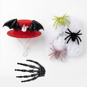 LIDIP Fake Cobweb Porch Goose Costume Bat Wings Plush Spiders Lawn Goose Clothes DIY Spider Web Skeleton Hand Halloween Goose Outfits Porch Decor