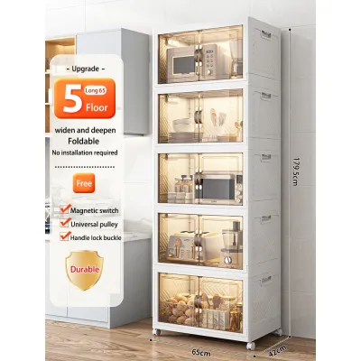 45-65cm Foldable Storage Cabinet With Wheels Durabox Plastic Wardrobe Kitchen Cabinet Organize