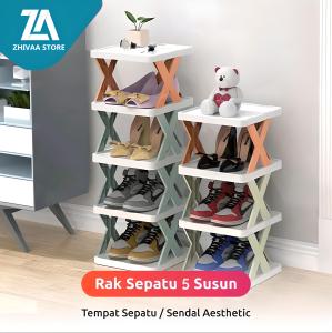 Rak Sepatu Susun Bahan Plastik Rak Sepatu Model Silang X Rak Serbaguna