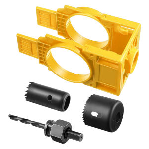 Door Lock Hole Saw Knob Installation Kit With Guide Template Carbon Steel Yellow Door Drill Kit